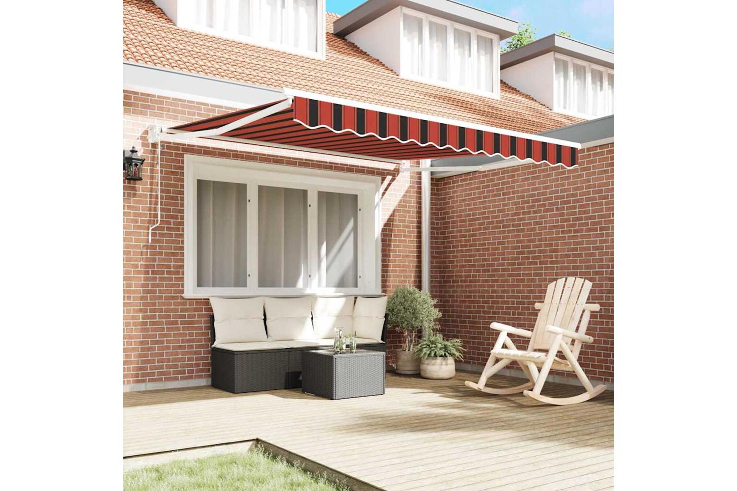 Vidaxl Awning Striped Orange And Brown 35 X 25 M Polyester And Metal-3