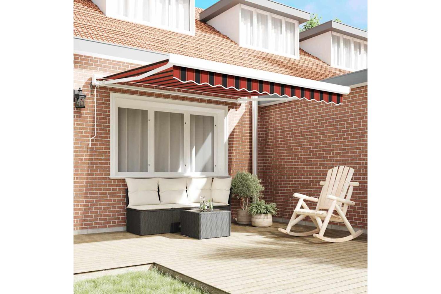 Vidaxl Retractable Awning Red And Black 350 X 250 Cm Fabric And Metal-3
