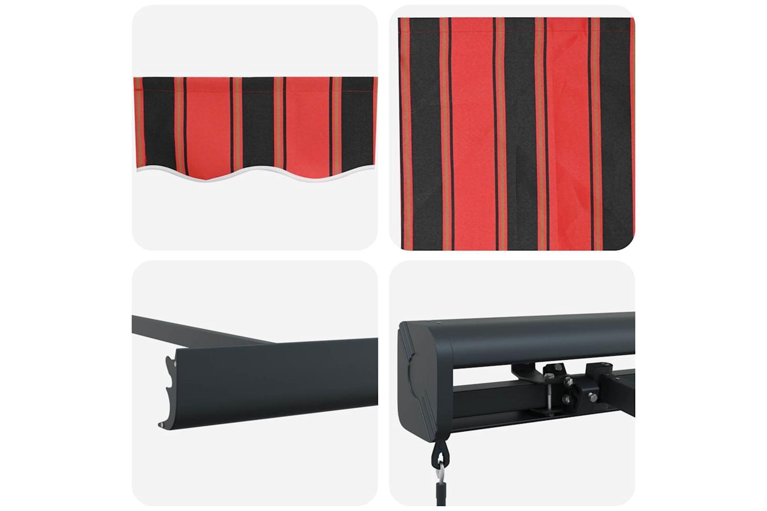 Vidaxl Retractable Awning Red And Black 350 X 250 Cm Fabric And Metal-8