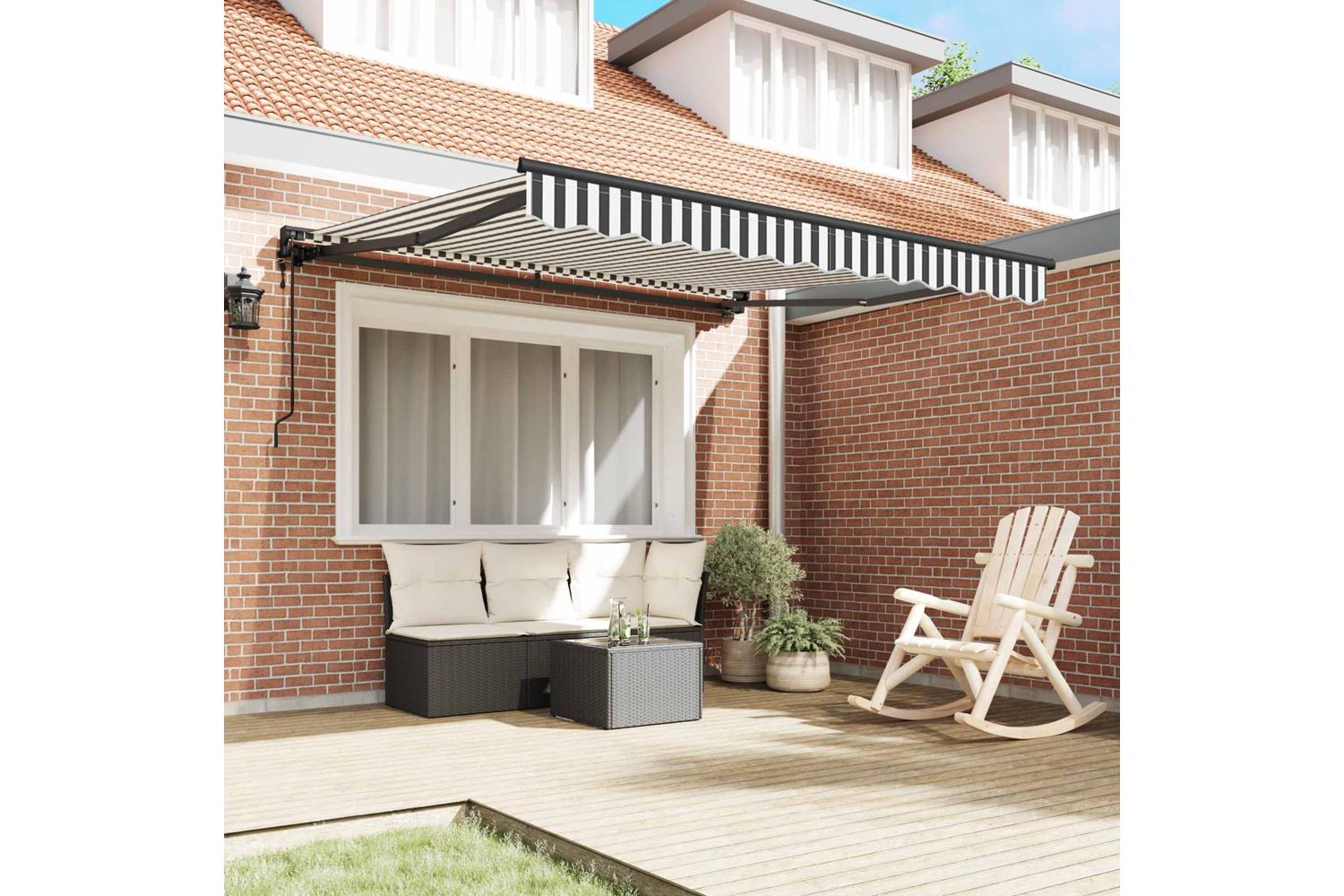 Vidaxl Retractable Awning Anthracite And White 350x250 Cm Fabric-3
