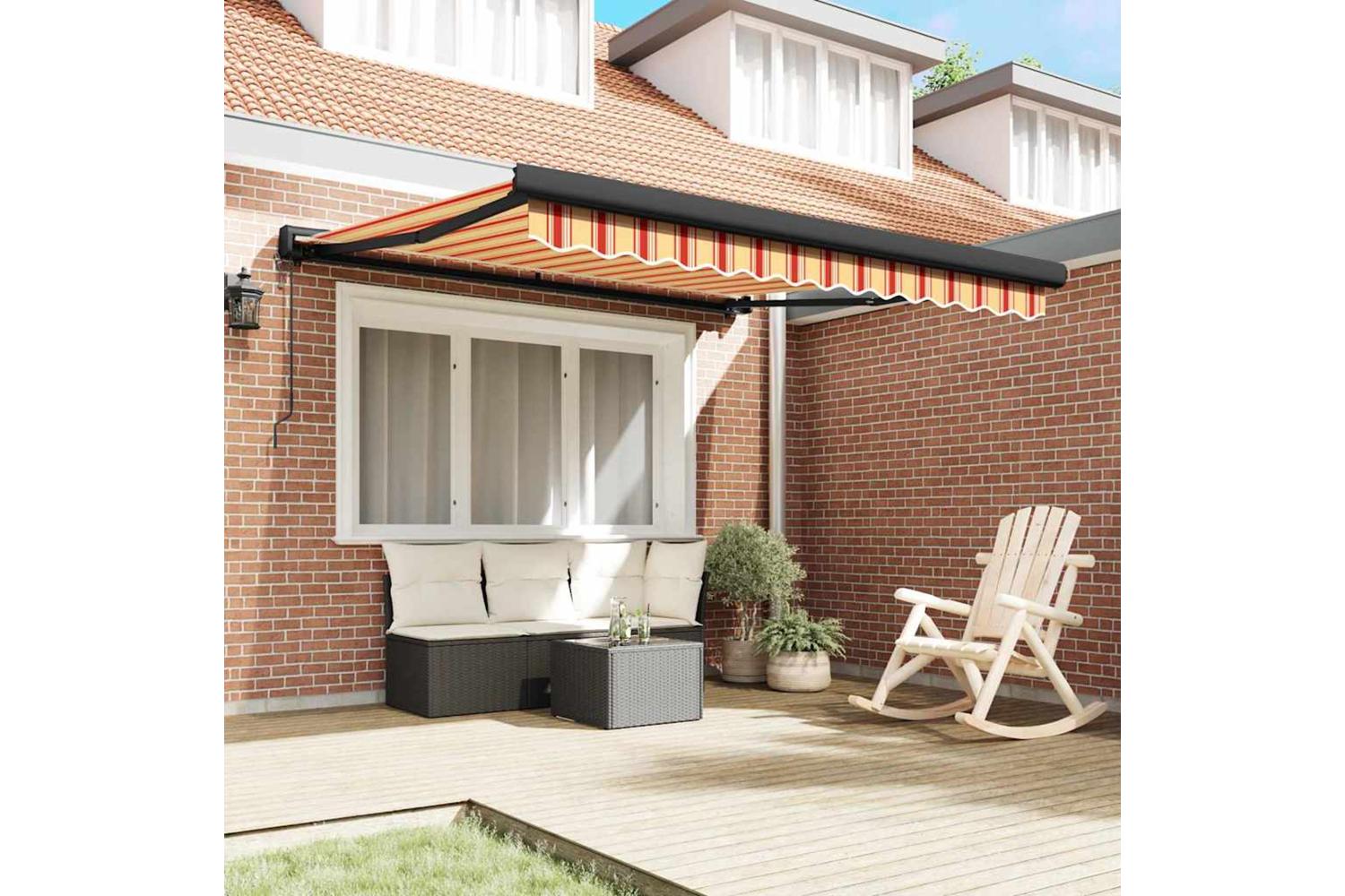Vidaxl Retractable Awning Manual Yellow And Orange 350 X 250 Cm-3