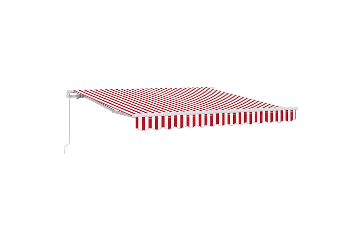 Vidaxl Retractable Awning Manual Red And White 350 X 250 Cm Fabric-2