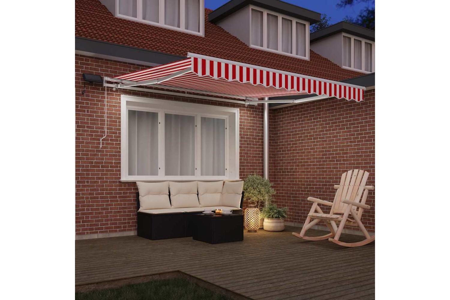 Vidaxl Retractable Awning With Manual 350 X 250 Cm Red And White-3