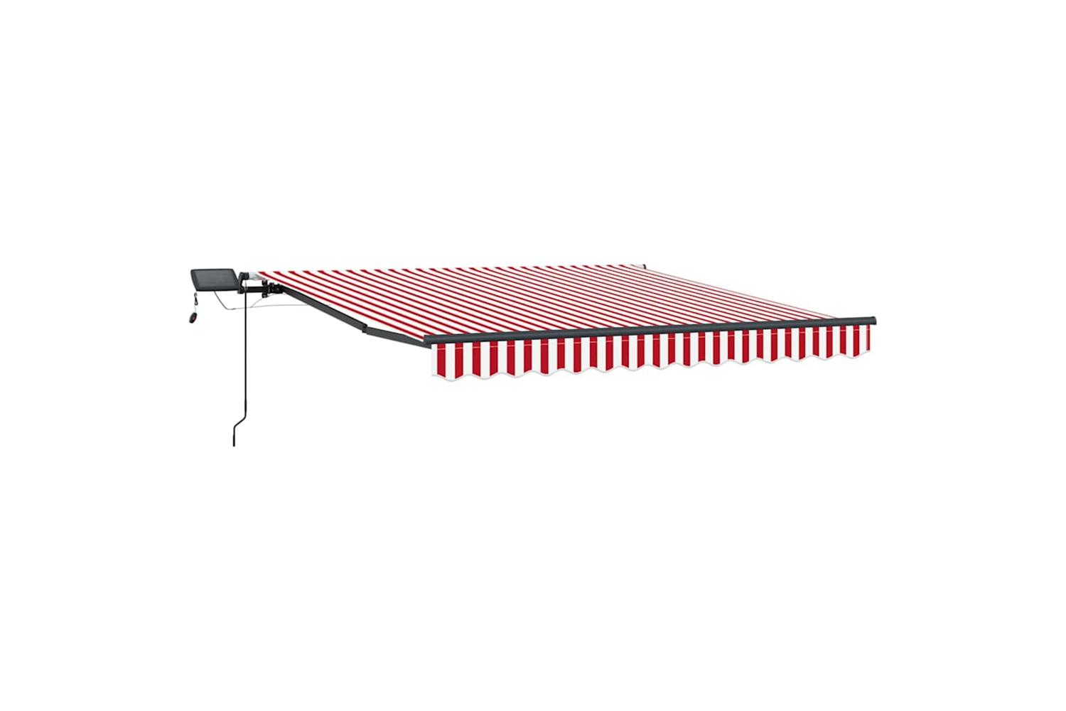 Vidaxl Retractable Awning Manual Red And White 350 X 250 Cm Fabric-2