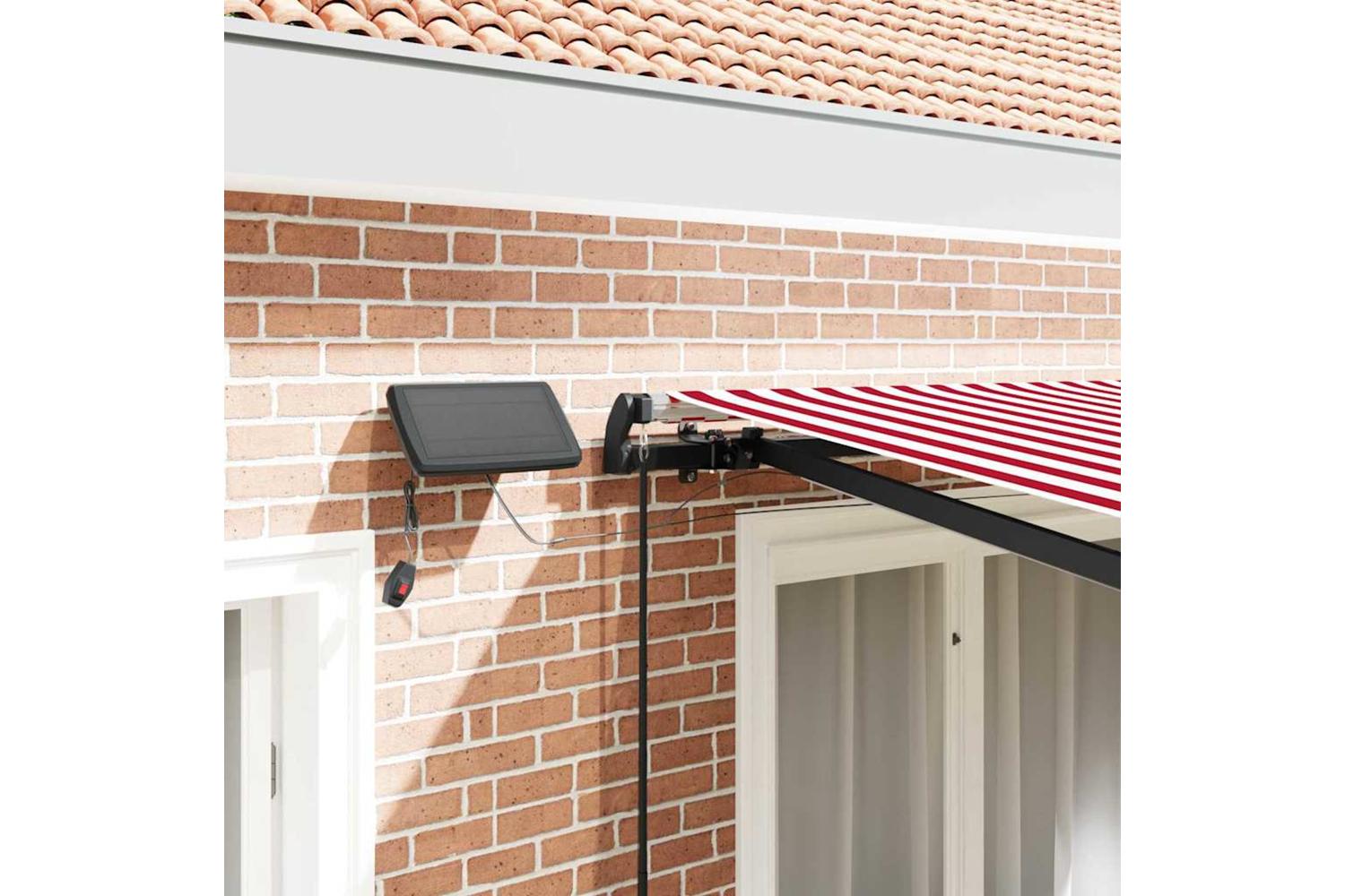 Vidaxl Retractable Awning Manual Red And White 350 X 250 Cm Fabric-4