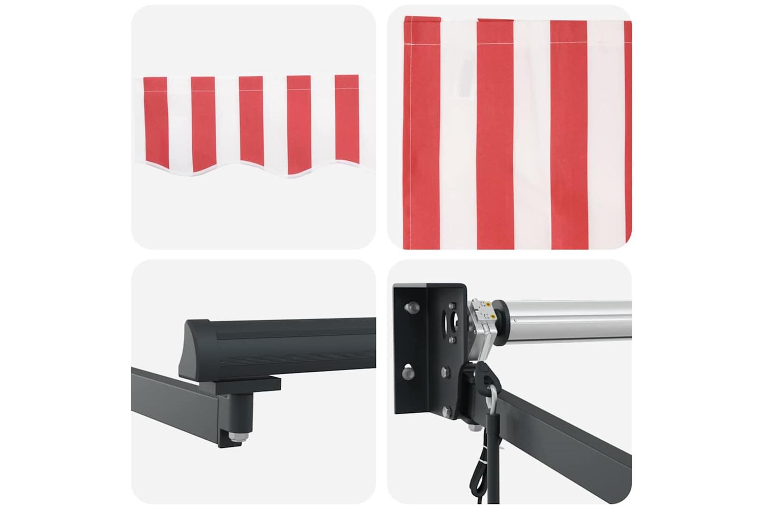 Vidaxl Retractable Awning Red And White 350 X 250 Cm Fabric-8