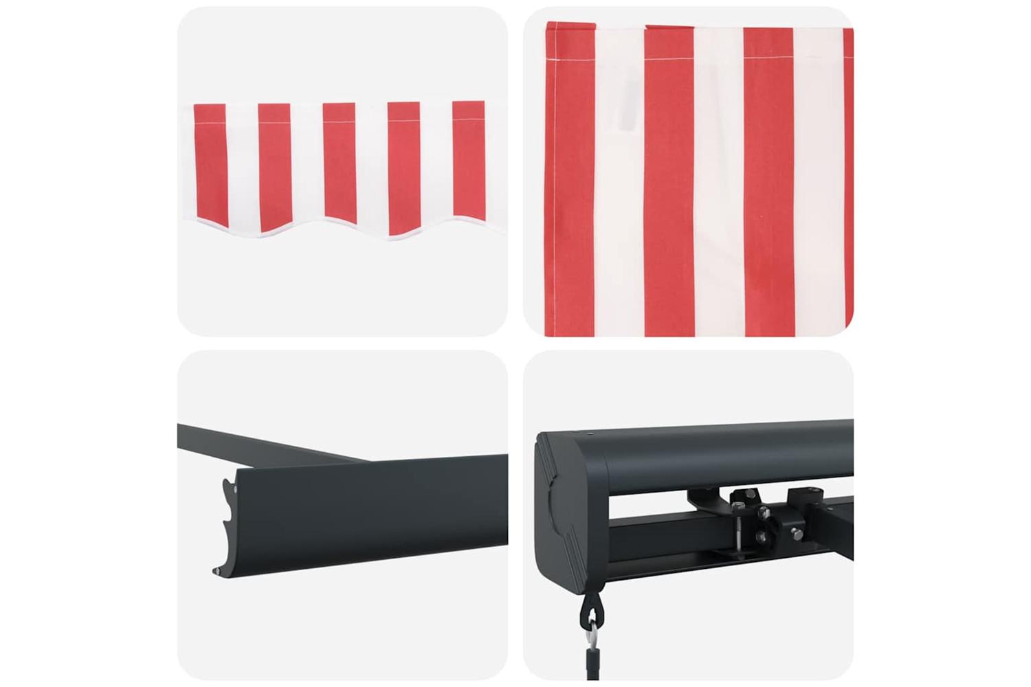 Vidaxl Retractable Awning Red And White 350 X 250 Cm Fabric And Metal-8