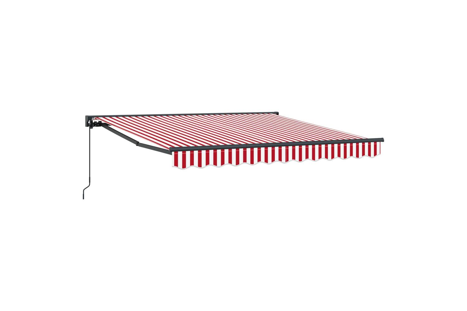 Vidaxl Retractable Awning Red And White Stripe 350x250 Cm Fabric-2