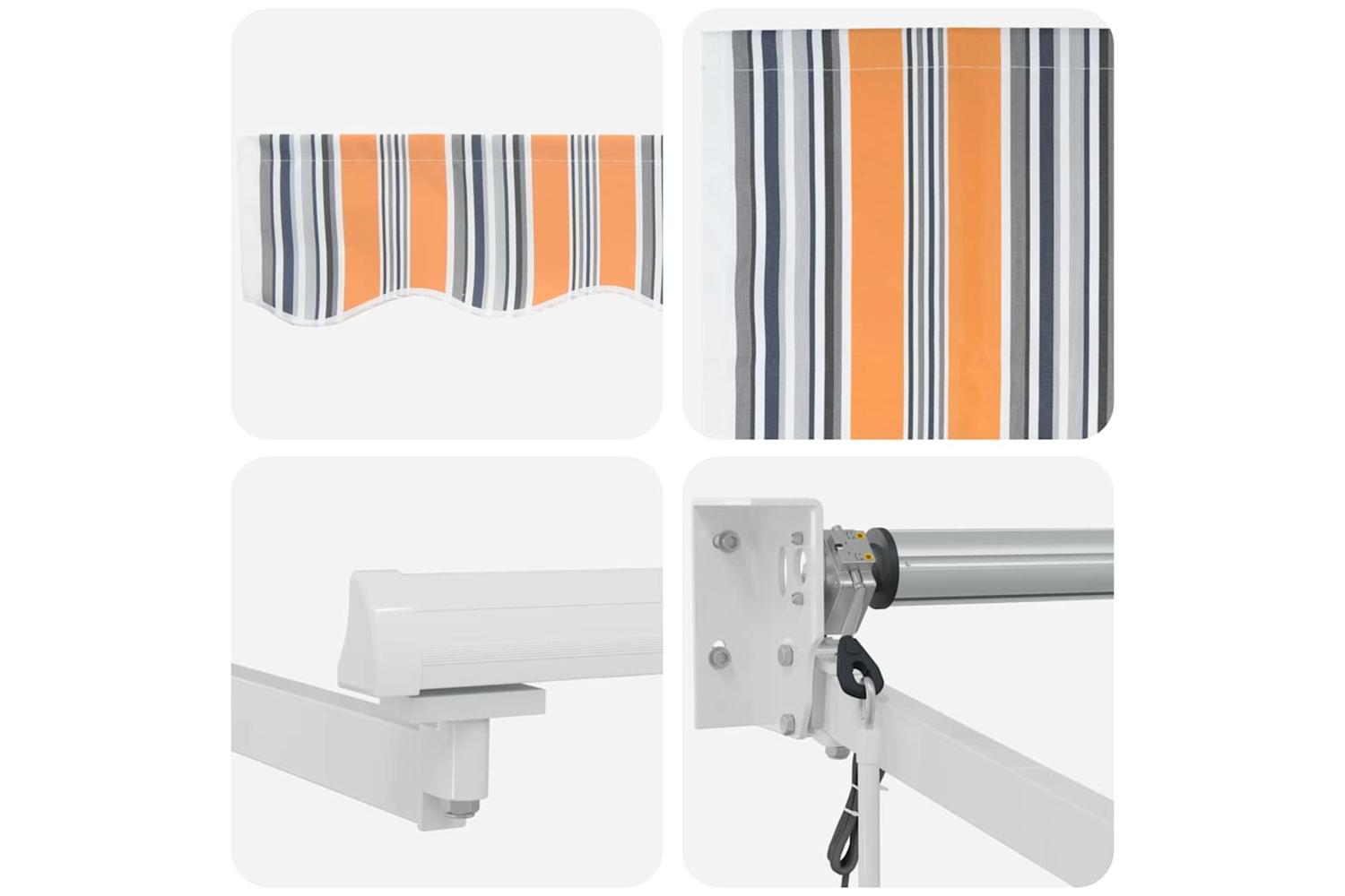 Vidaxl Retractable Awning Orange And Grey And Blue And White-8