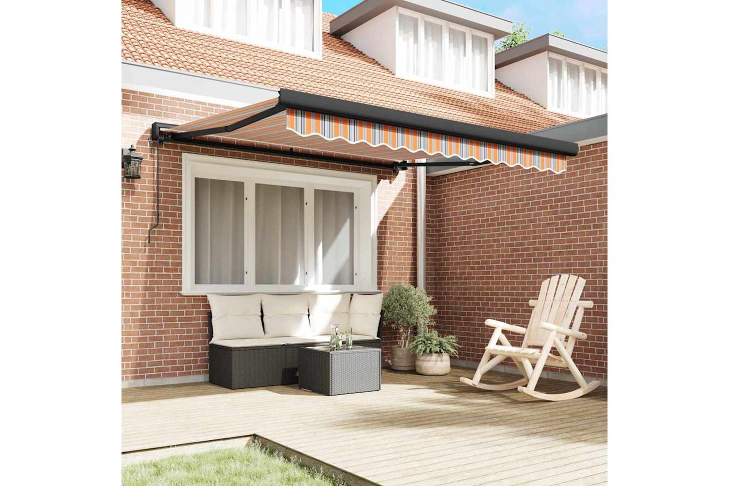 Vidaxl Retractable Awning Multicolour 350 X 250 Cm Fabric Metal-3
