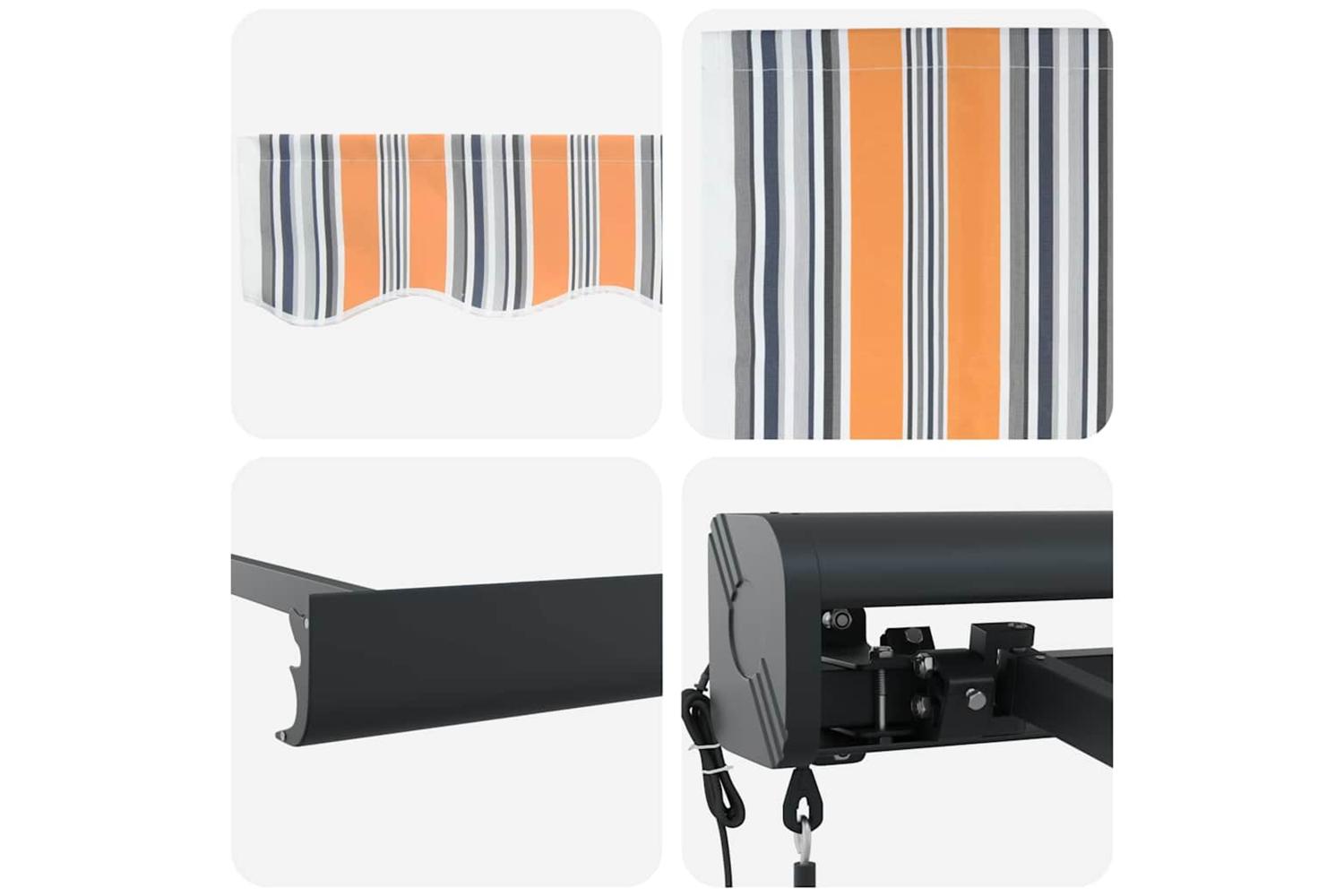 Vidaxl Retractable Awning Multicolour 350 X 250 Cm Fabric Metal-8