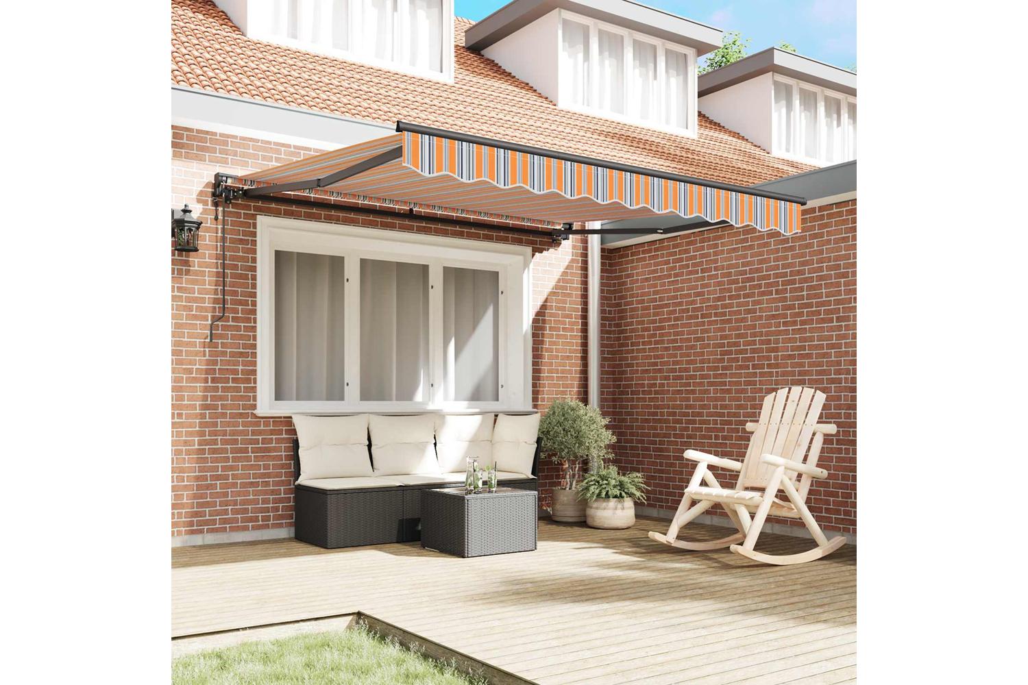 Vidaxl Retractable Awning Multicolour Stripe 350x250 Cm Fabric-3