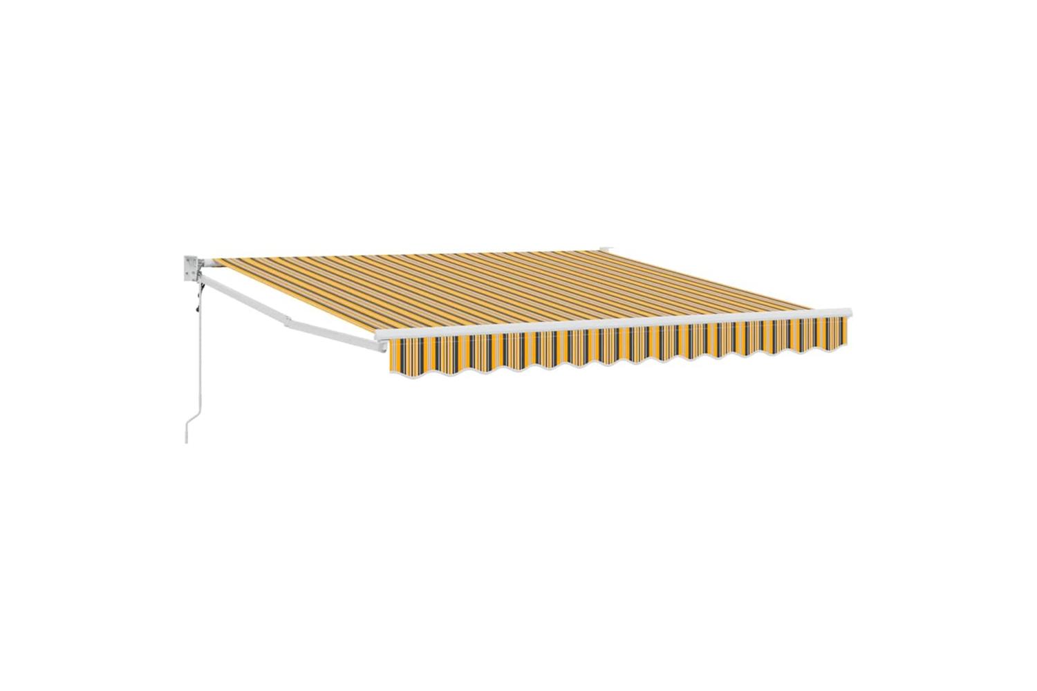 Vidaxl Retractable Awning Yellow And Grey And White 350 X 250 Cm-2
