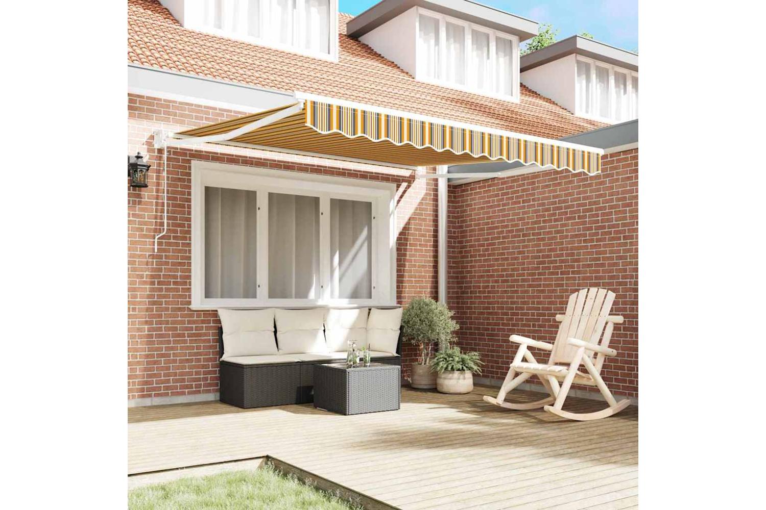 Vidaxl Retractable Awning Yellow And Grey And White 350 X 250 Cm-3