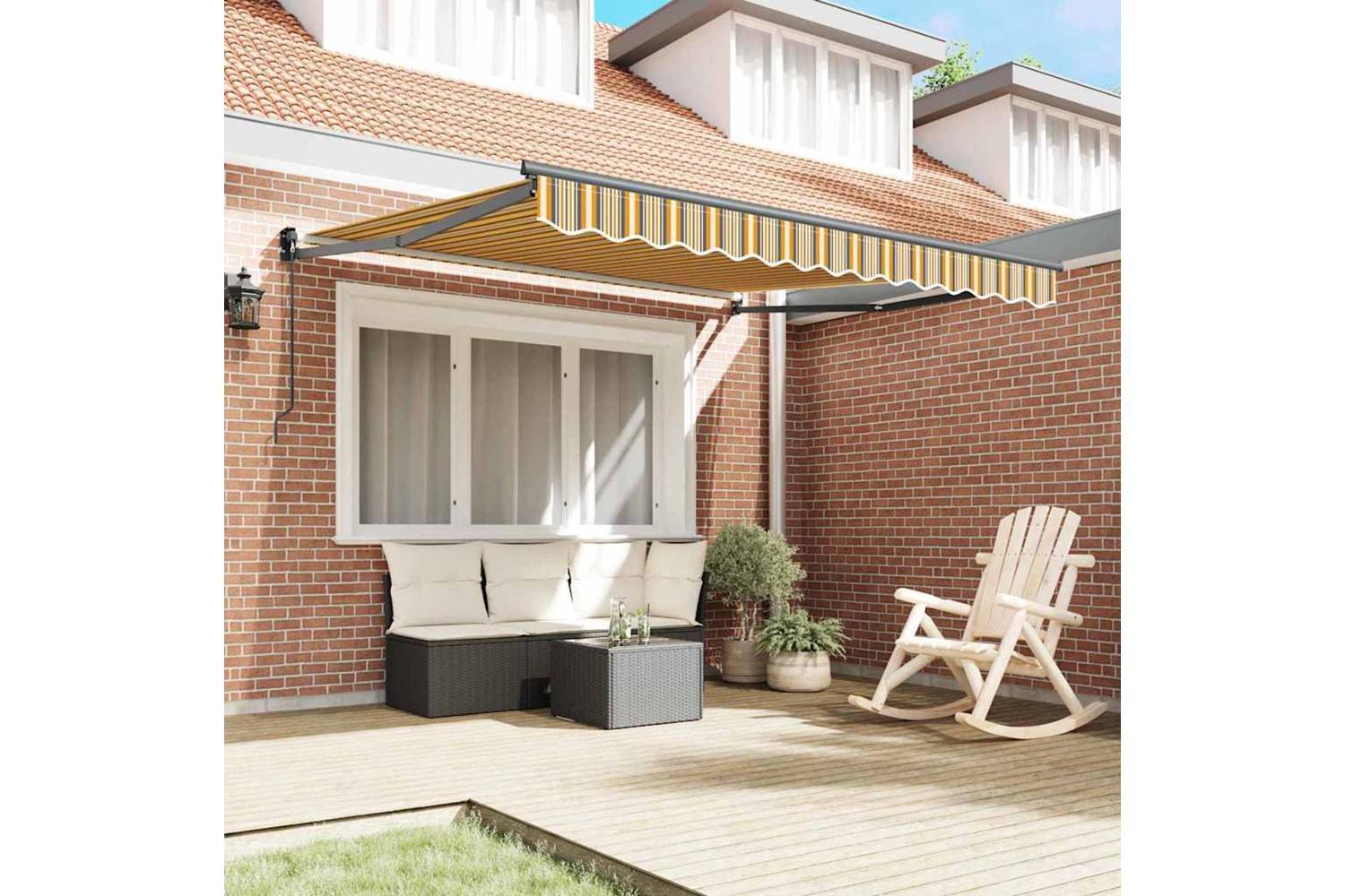 Vidaxl Retractable Awning Yellow And Grey And White 350 X 250 Cm-3