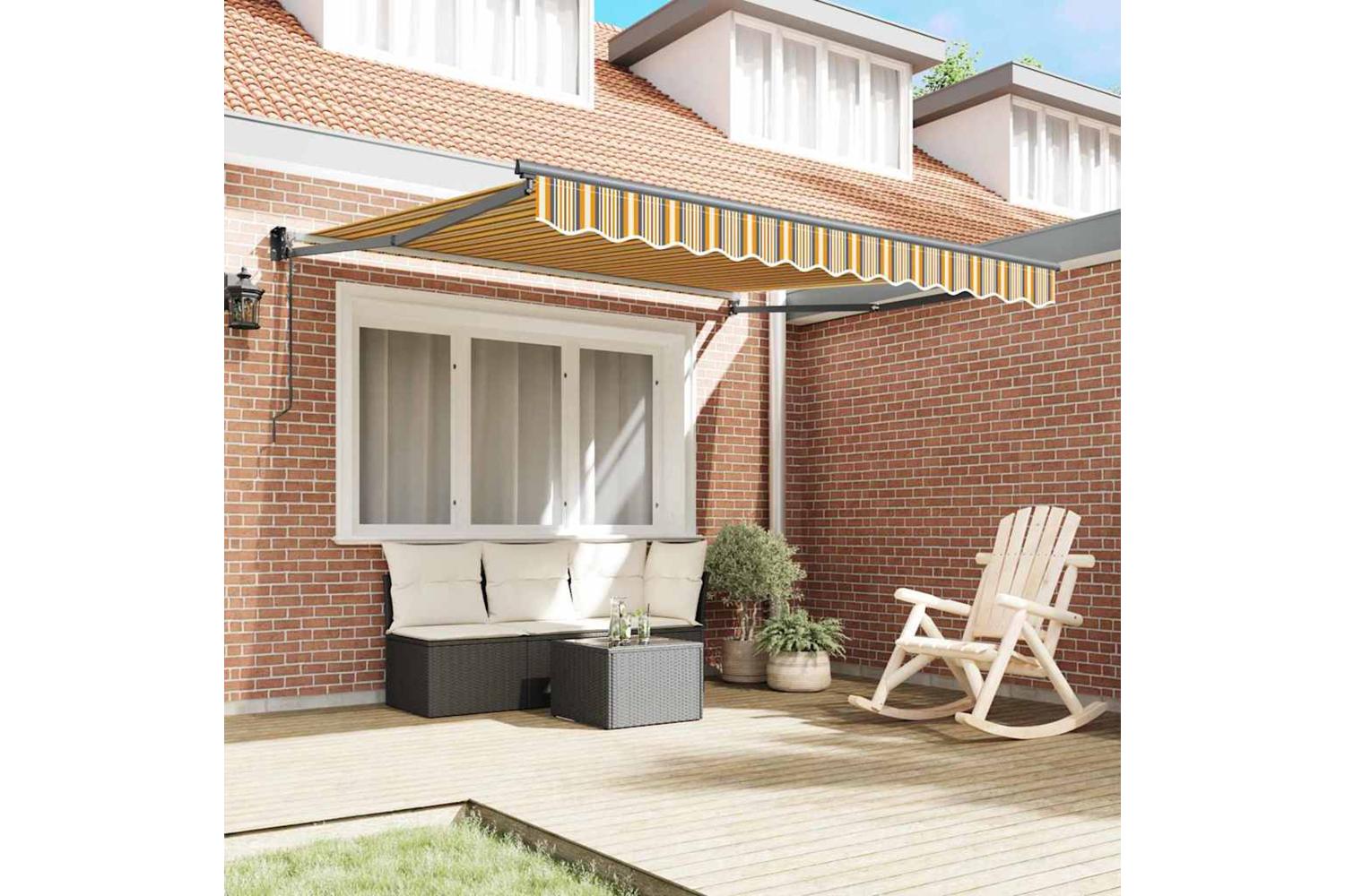 Vidaxl Retractable Awning Yellow And Grey And White 350 X 250 Cm-3