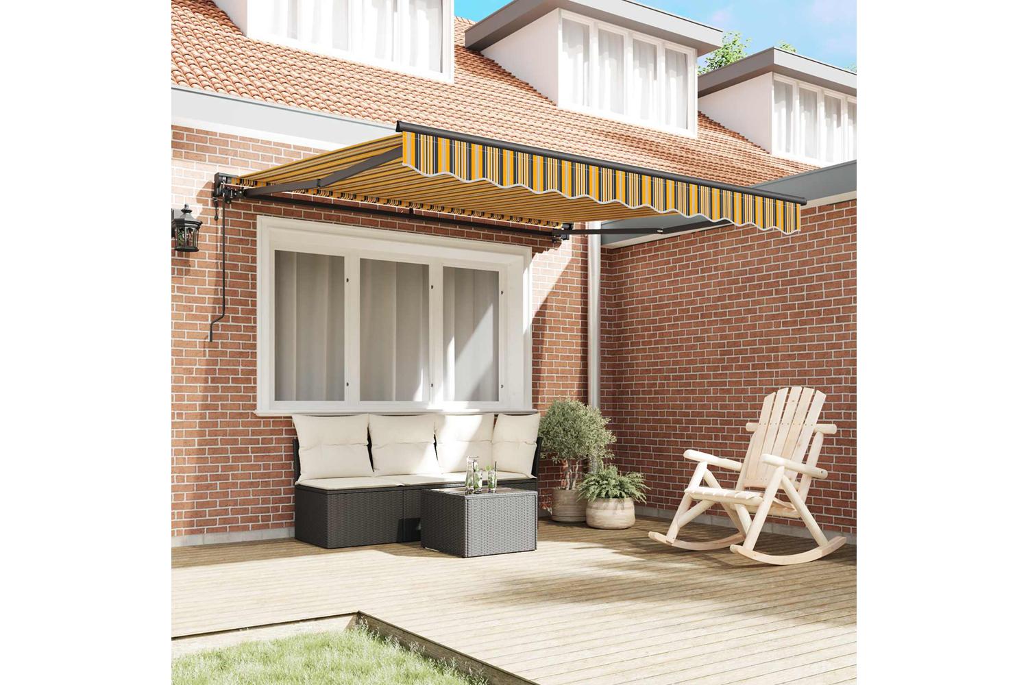 Vidaxl Retractable Awning Multicolour Stripe 350x250 Cm Fabric-3