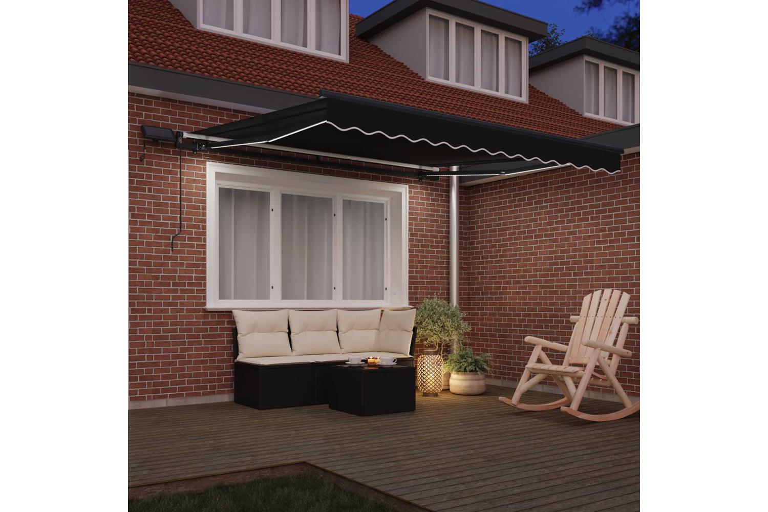 Vidaxl Retractable Awning Manual Black 350 X 250 Cm Fabric-4