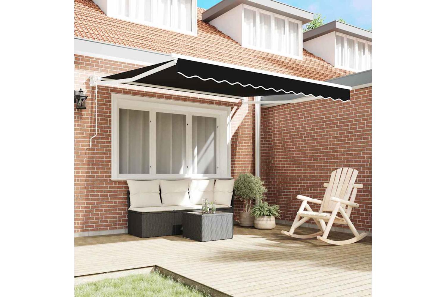 Vidaxl Retractable Awning Black 350 X 250 Cm Fabric-3