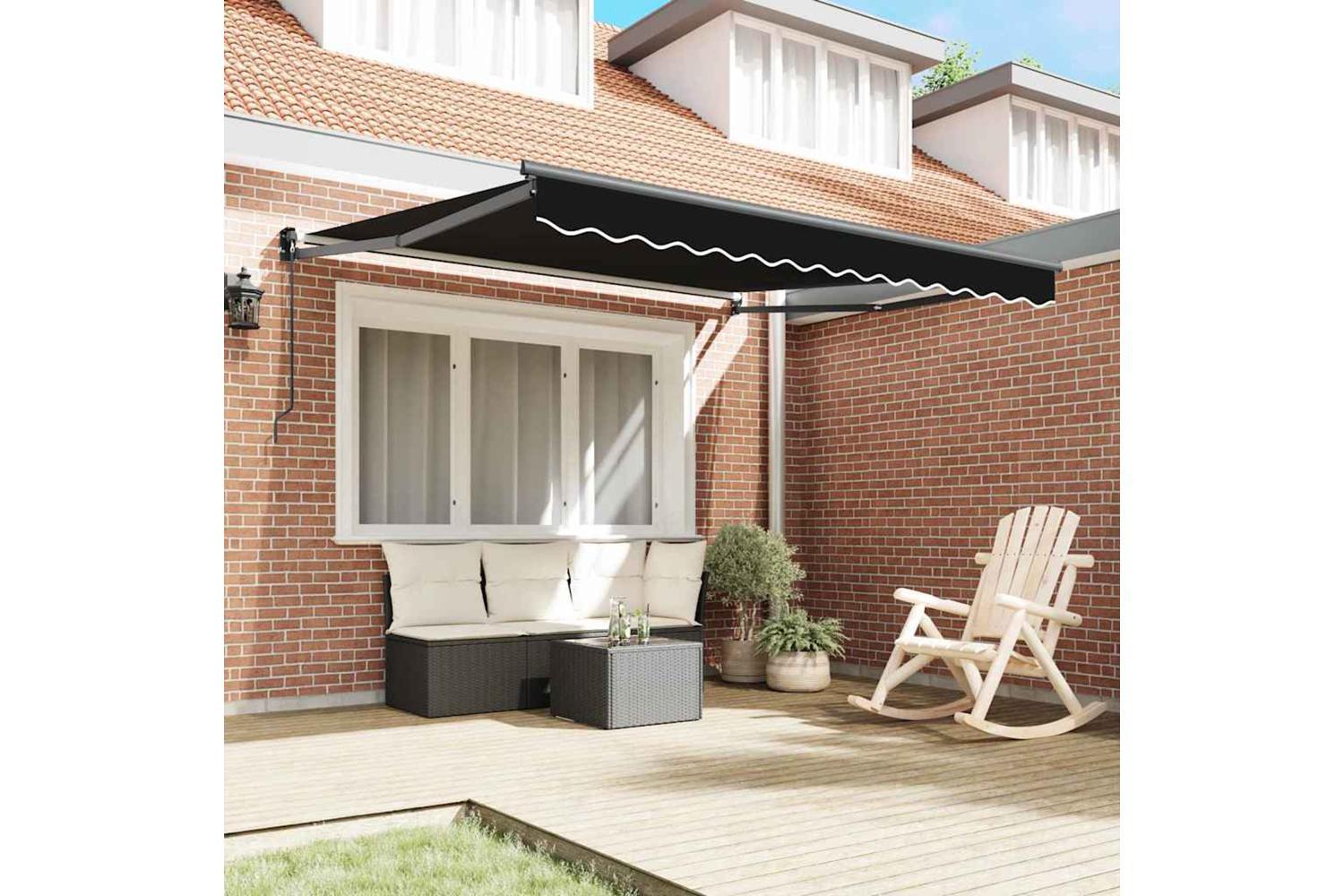 Vidaxl Retractable Awning Manual Black 350 X 250 Cm Fabric-3
