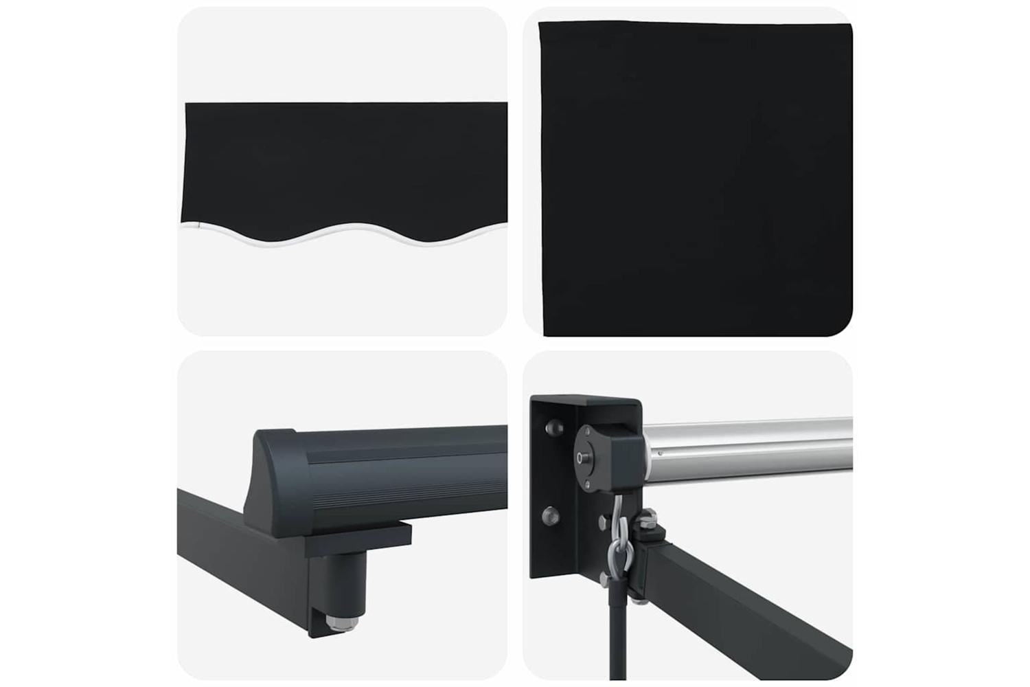 Vidaxl Retractable Awning Manual Black 350 X 250 Cm Fabric-8