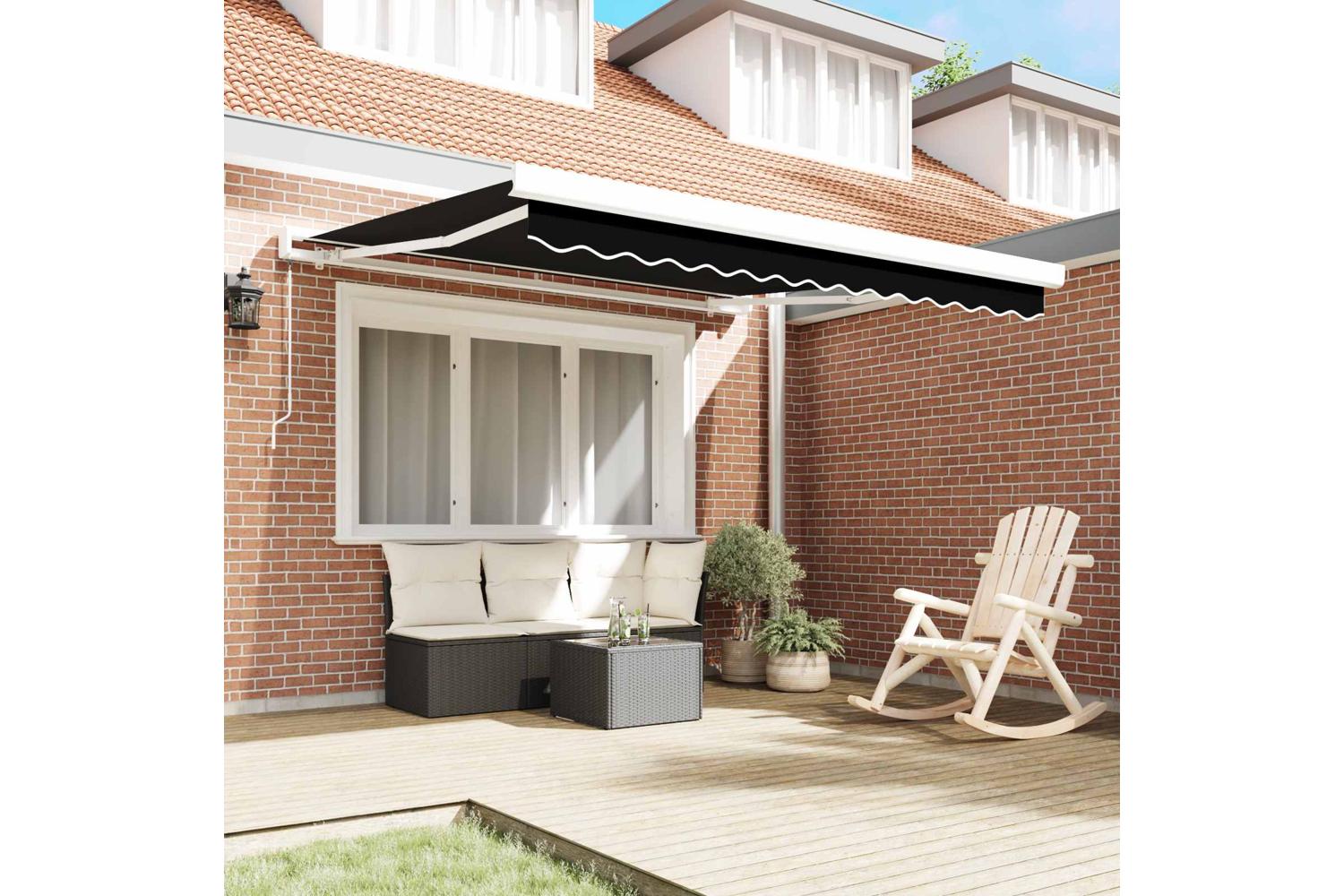 Vidaxl Retractable Awning Black 350 X 250 Cm Fabric And Metal-3