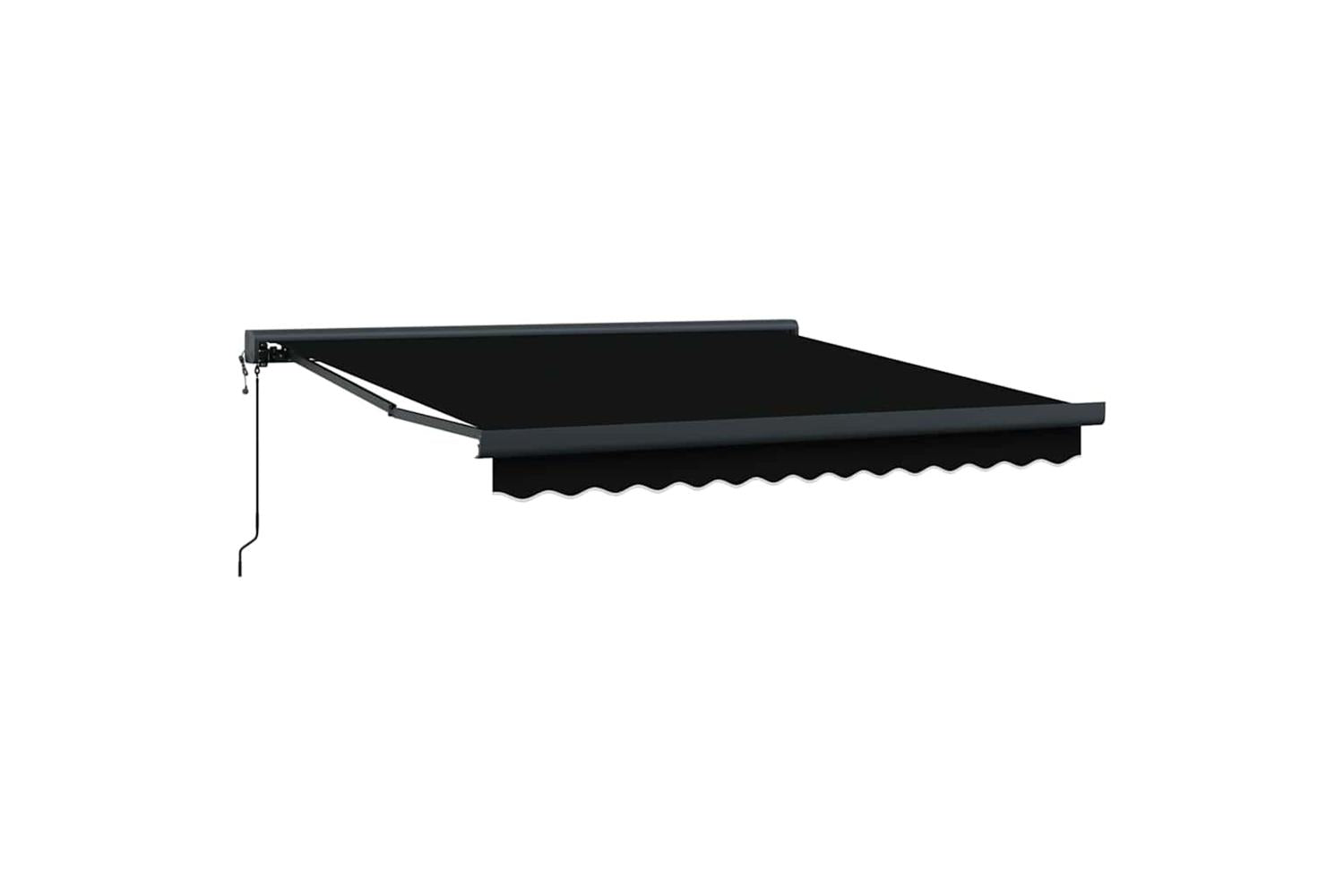 Vidaxl Retractable Awning Manual Black 350 X 250 Cm Fabric Metal-6