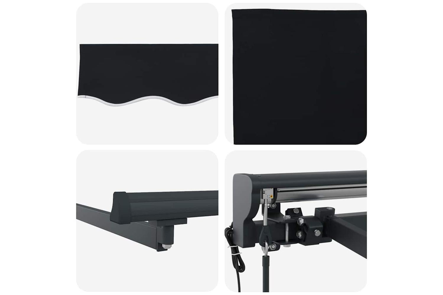 Vidaxl Retractable Awning Black 350x250 Cm Fabric-8