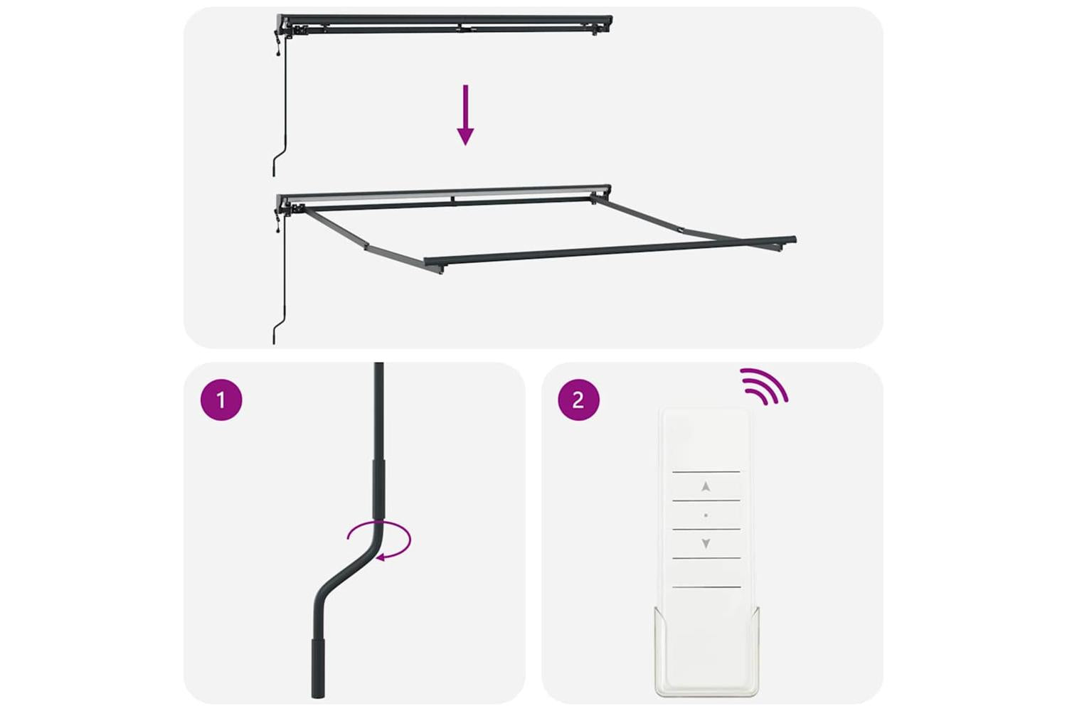 Vidaxl Retractable Awning Black 350x250 Cm Fabric-9