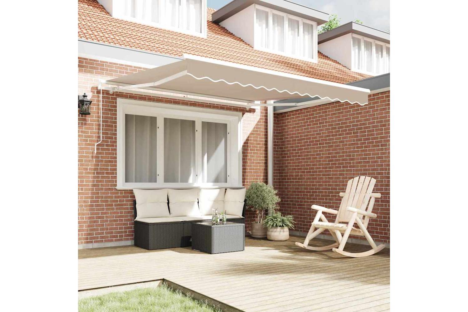 Vidaxl Retractable Awning Manual Beige 350 X 250 Cm Fabric-3