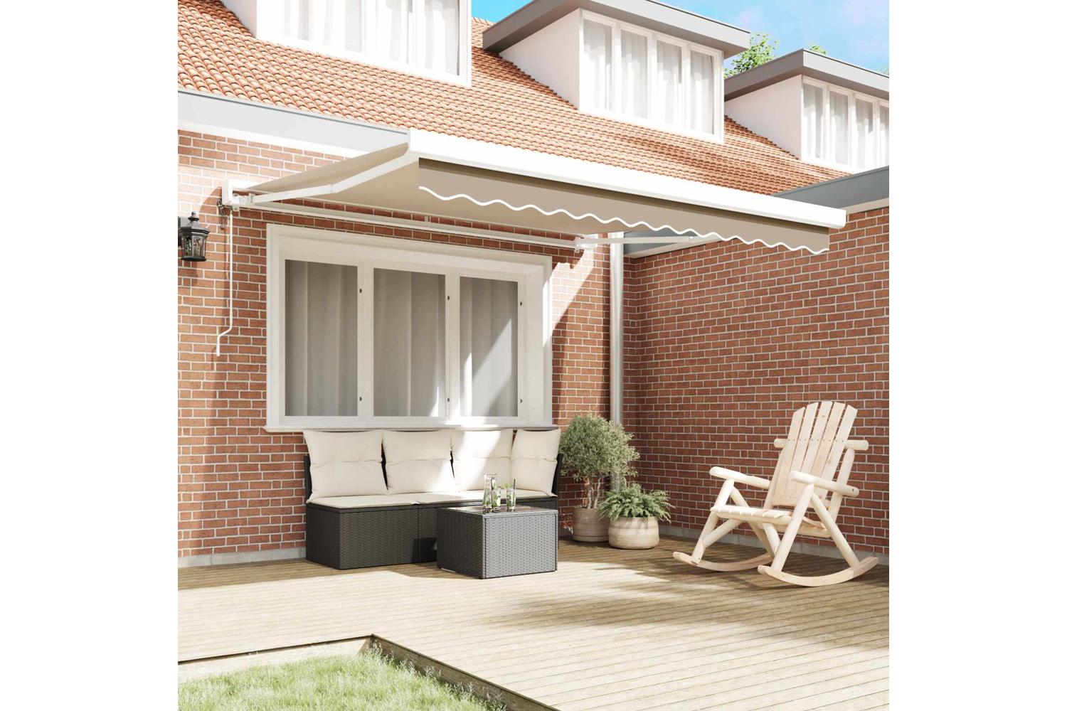 Vidaxl Retractable Awning Manual Beige 350 X 250 Cm Fabric Metal-3