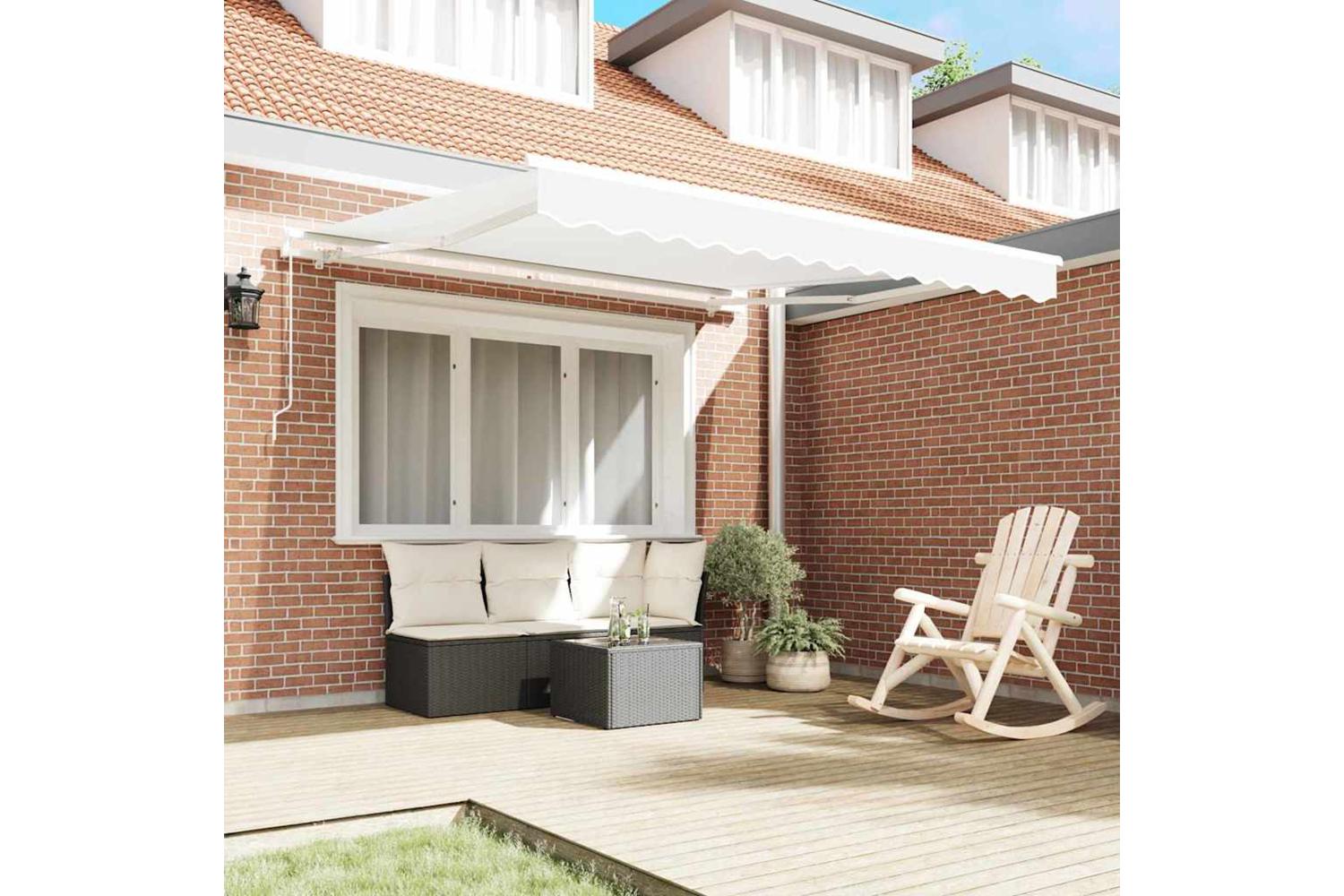 Vidaxl Retractable Awning Manual White 350 X 250 Cm Fabric-3