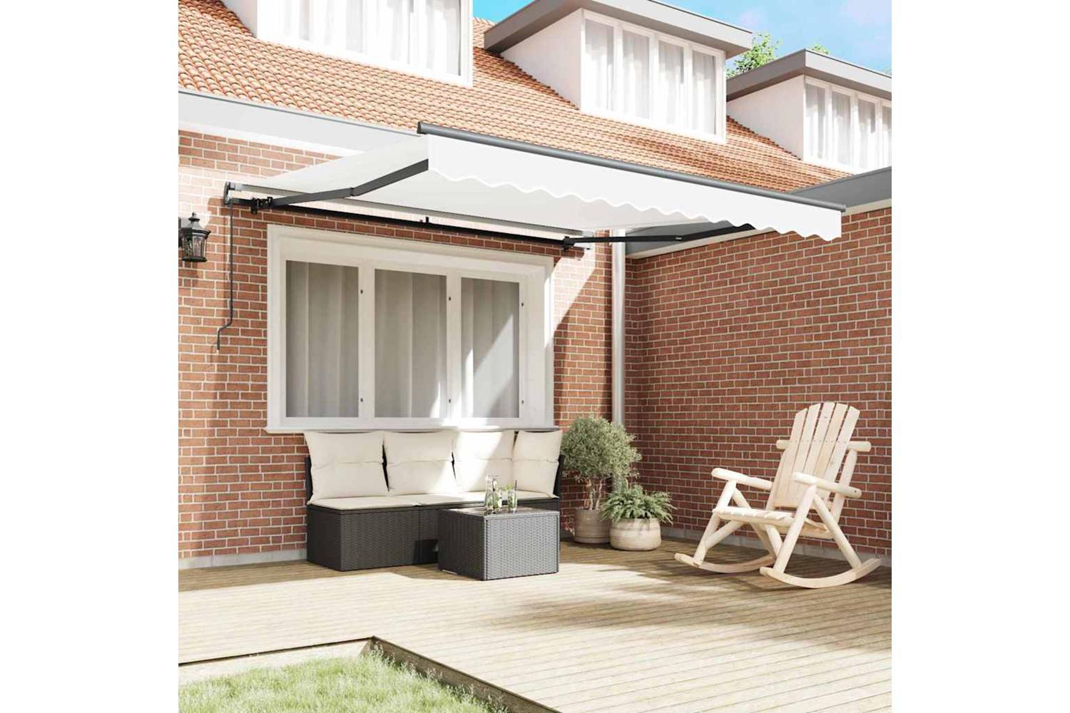 Vidaxl Retractable Awning Manual White 350 X 250 Cm Fabric-3