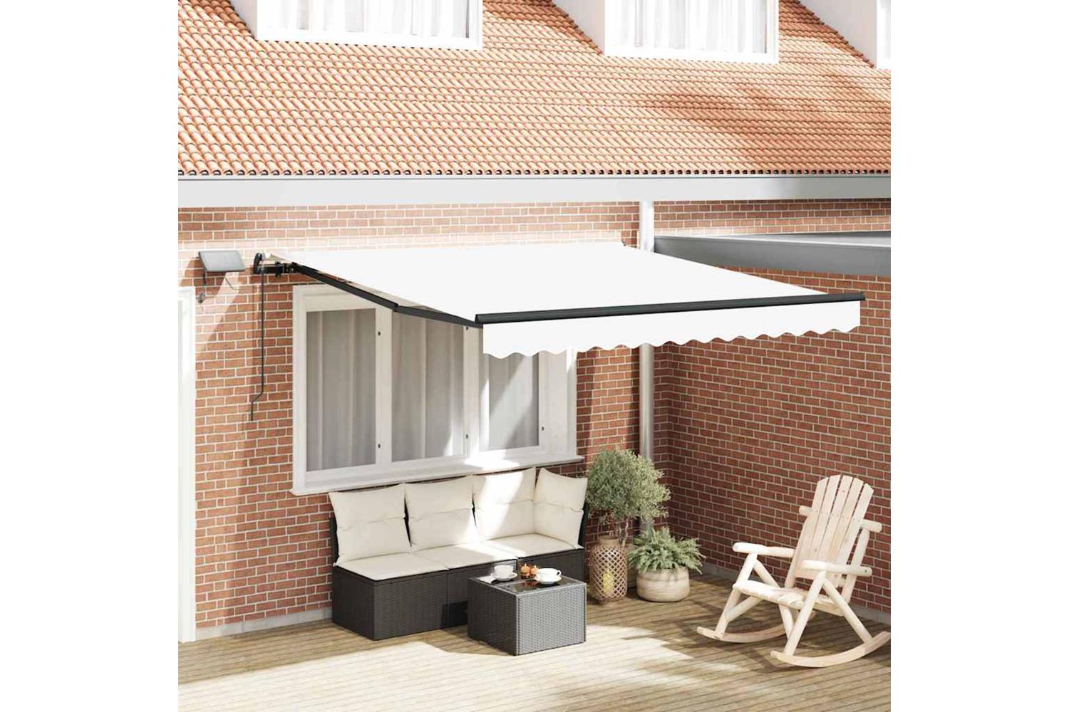 Vidaxl Retractable Awning Manual White 350 X 250 Cm Fabric-3