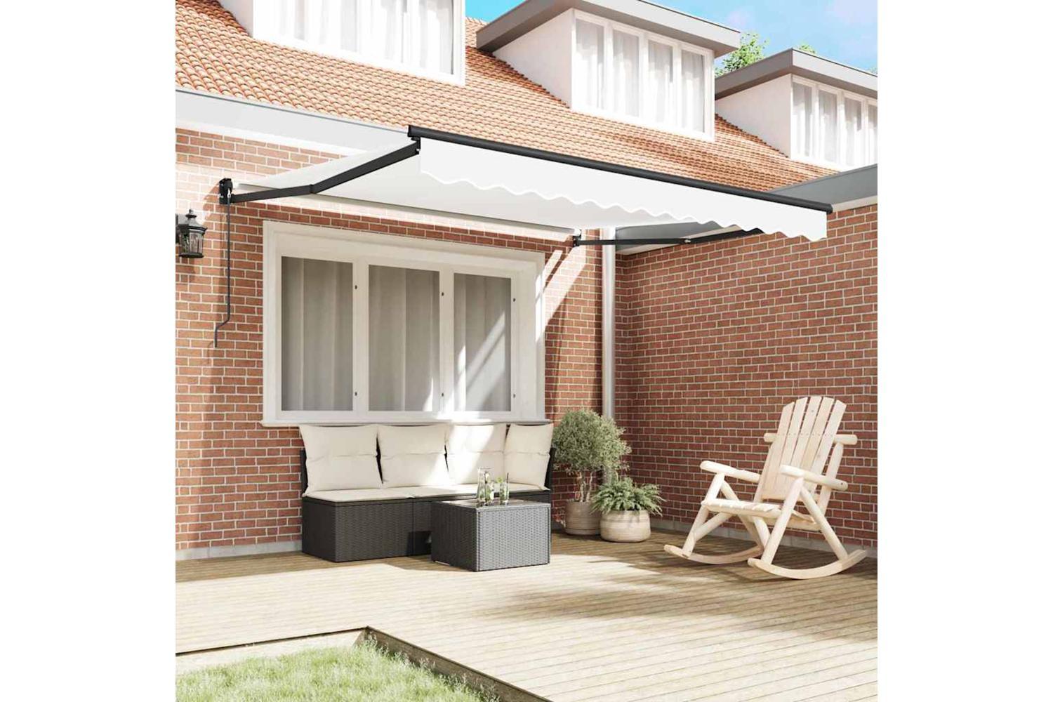 Vidaxl Retractable Awning Manual White 350 X 250 Cm Fabric-3