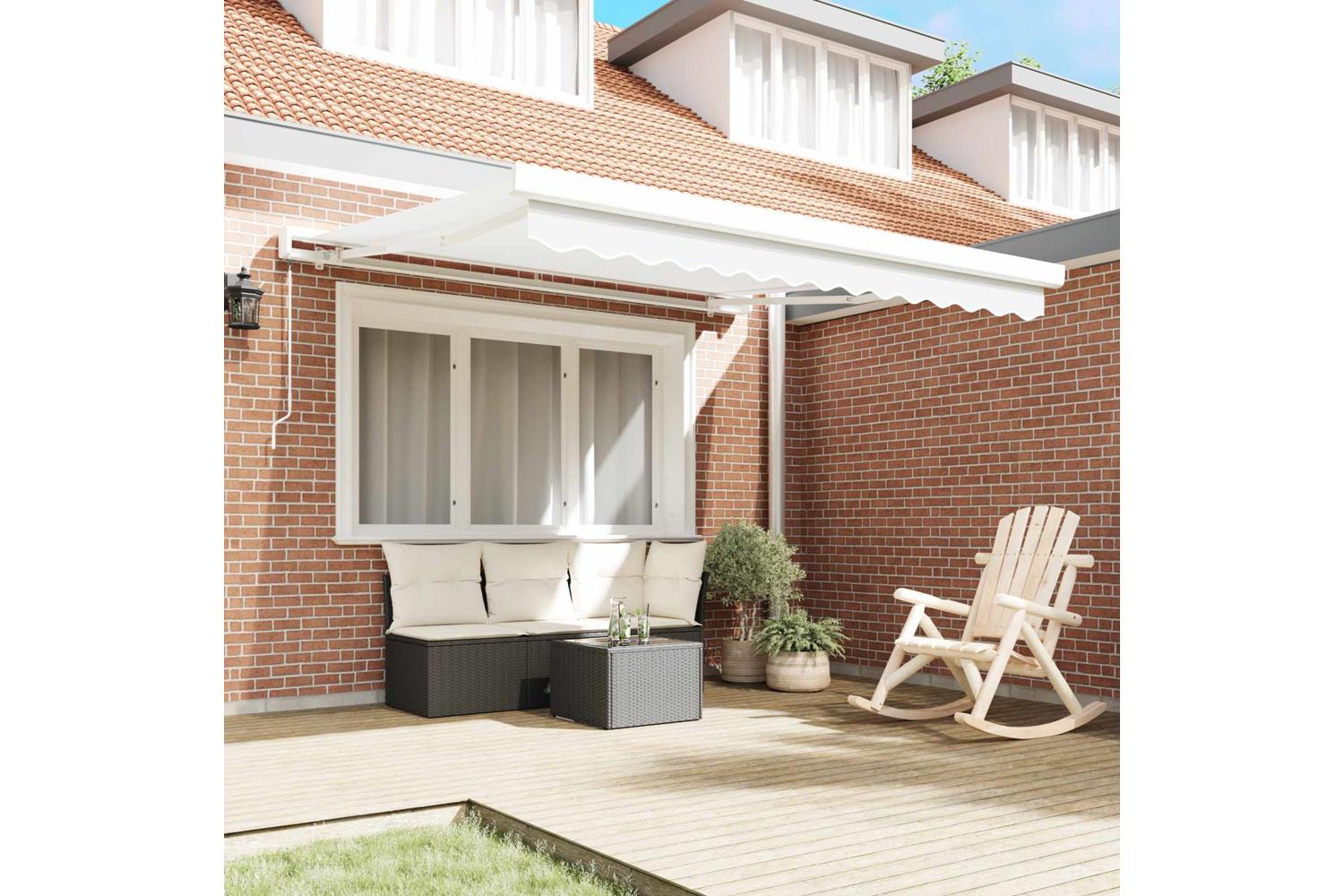 Vidaxl Retractable Awning White 350 X 250 Cm Fabric And Metal-3