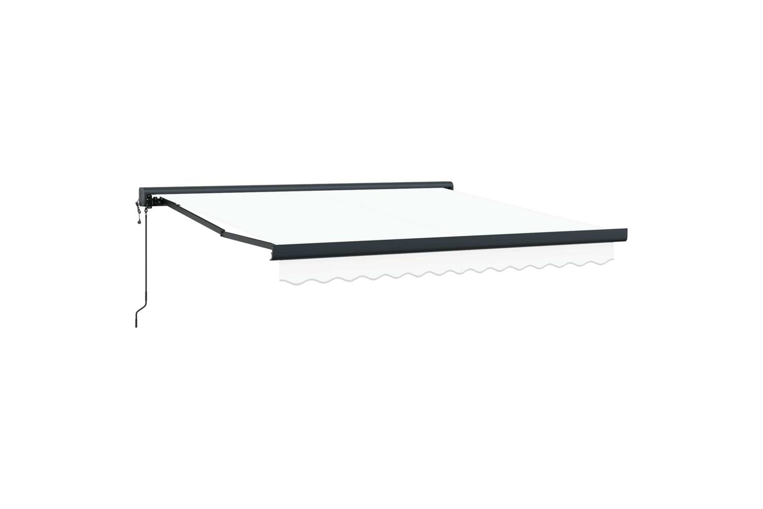Vidaxl Retractable Awning Manual White 350 X 250 Cm Fabric Metal-5