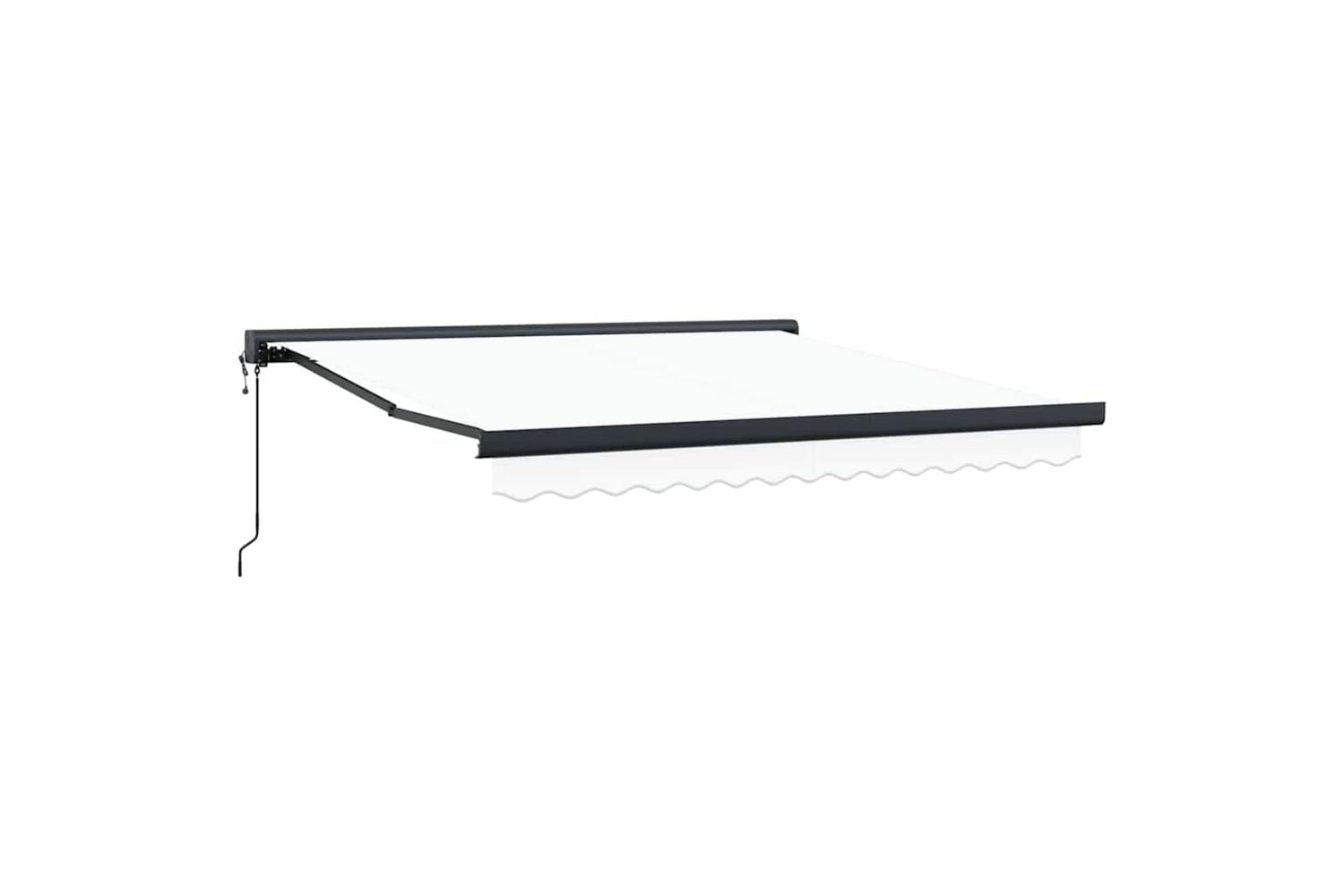 Vidaxl Retractable Awning Manual White 350 X 250 Cm Fabric Metal-6