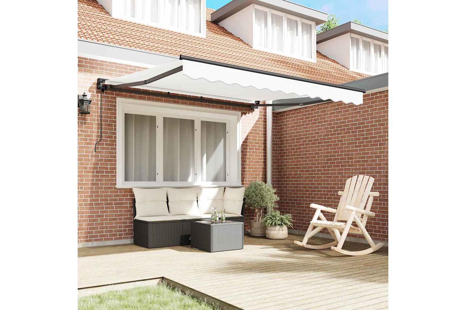 Vidaxl Retractable Awning Manual White 350x250 Cm Fabric-3