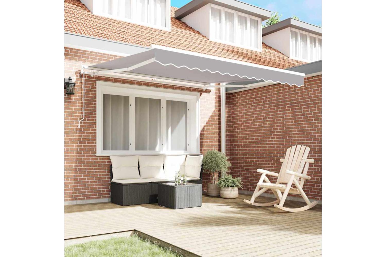 Vidaxl Retractable Awning 350 X 250 Cm Light Grey-3