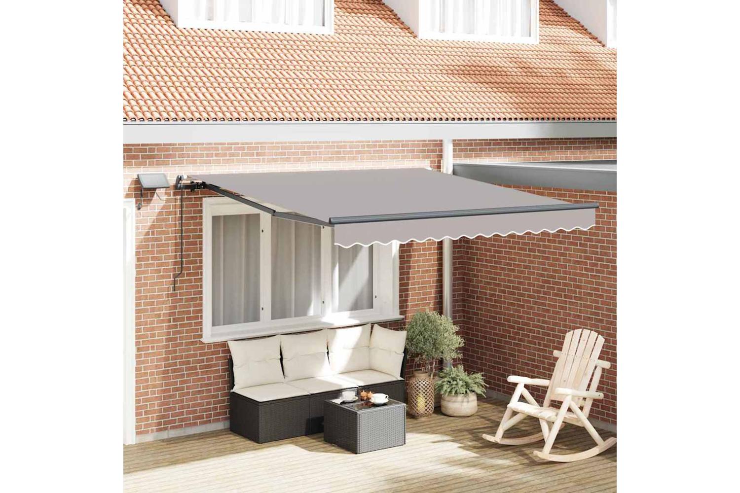 Vidaxl Retractable Awning Manual Light Grey 350 X 250 Cm Fabric-3