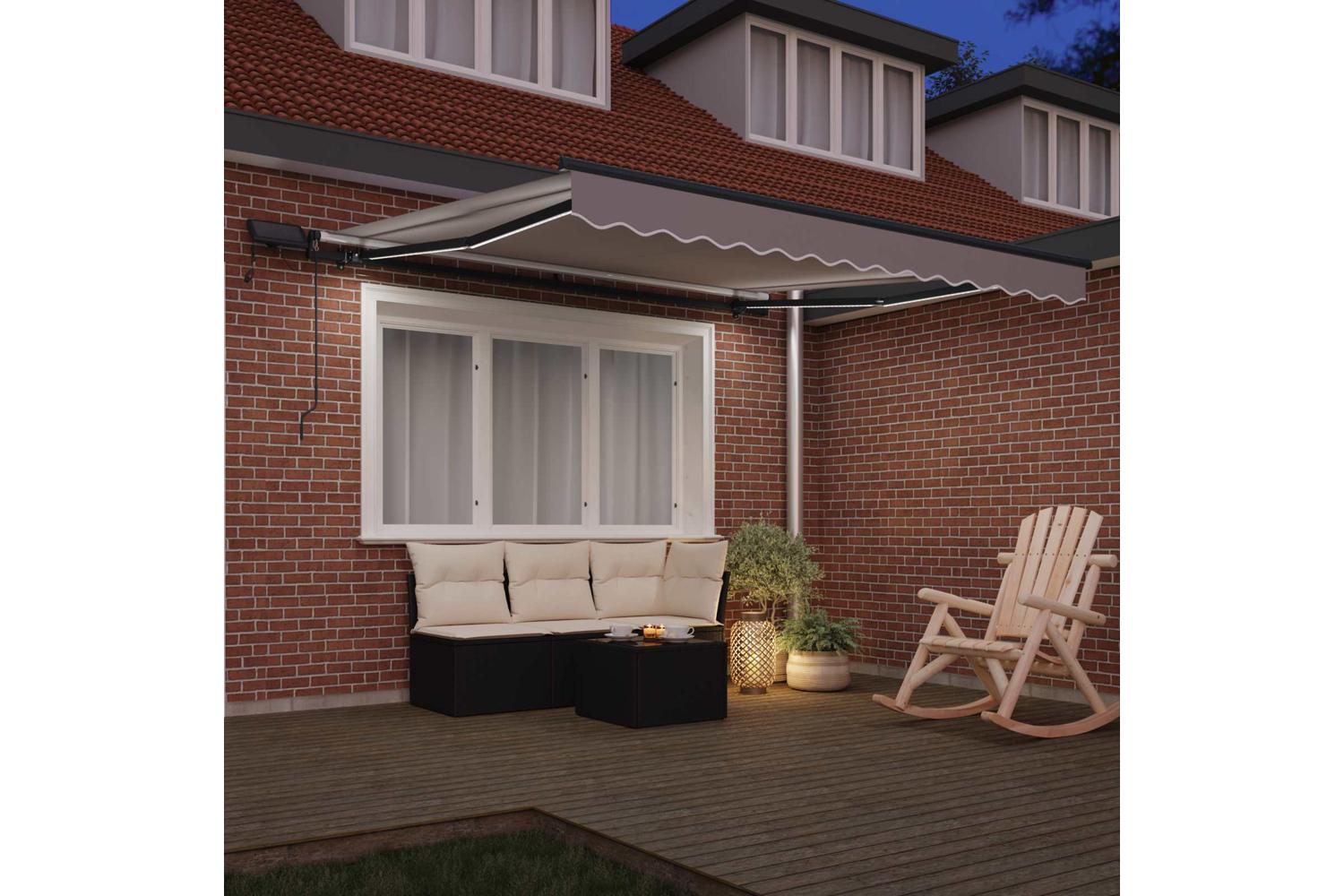 Vidaxl Retractable Awning Manual Light Grey 350 X 250 Cm Fabric-4