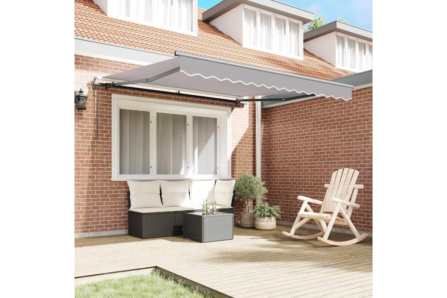 Vidaxl Retractable Awning Light Grey 350 X 250 Cm Fabric-3