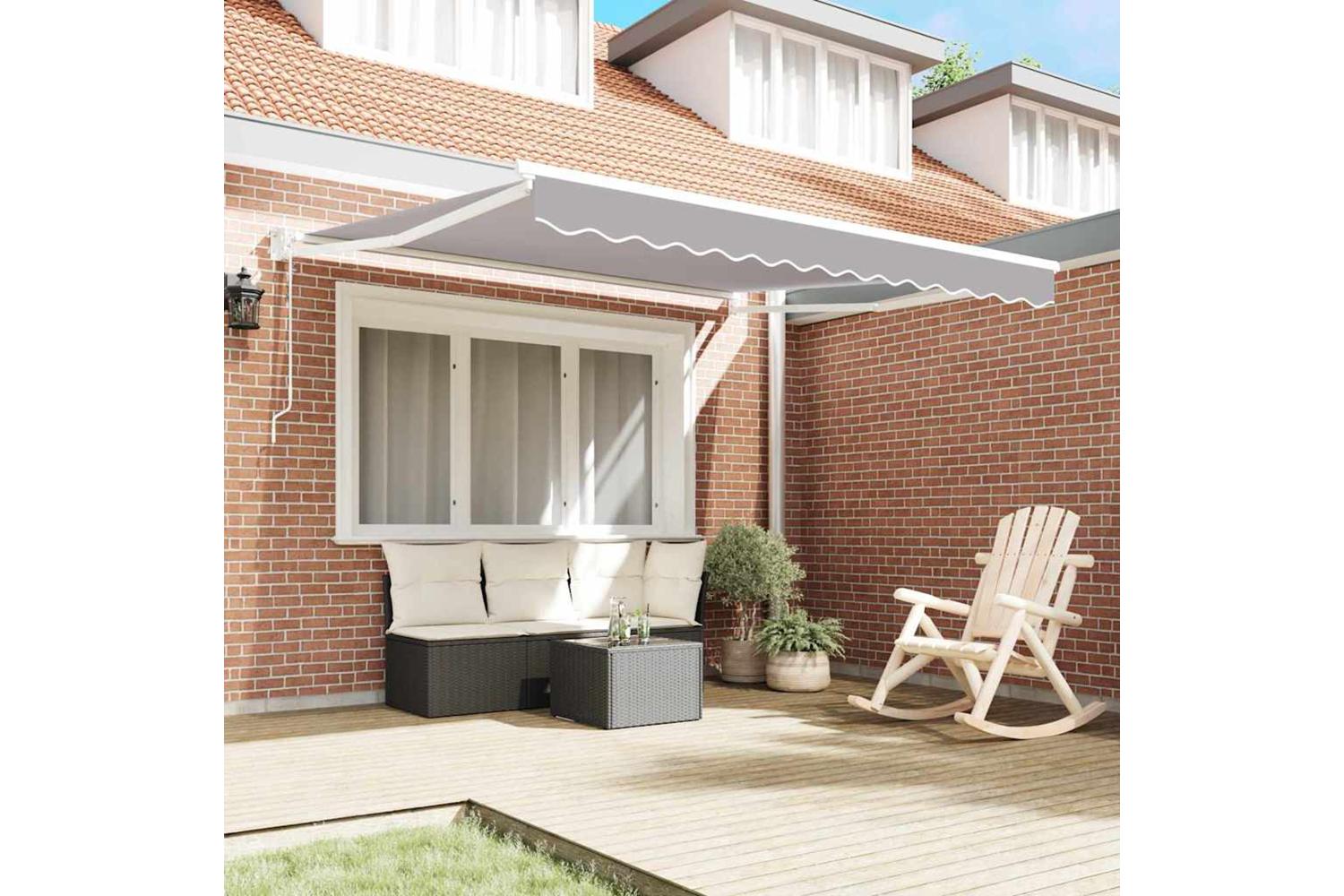 Vidaxl Retractable Awning Light Grey 350 X 250 Cm Fabric-3