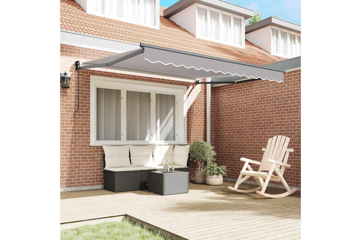 Vidaxl Retractable Awning Manual Light Grey 350 X 250 Cm Fabric-3