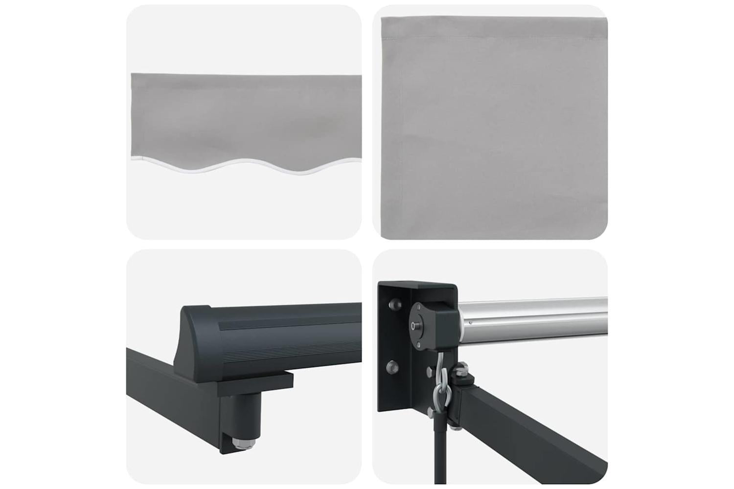 Vidaxl Retractable Awning Manual Light Grey 350 X 250 Cm Fabric-8