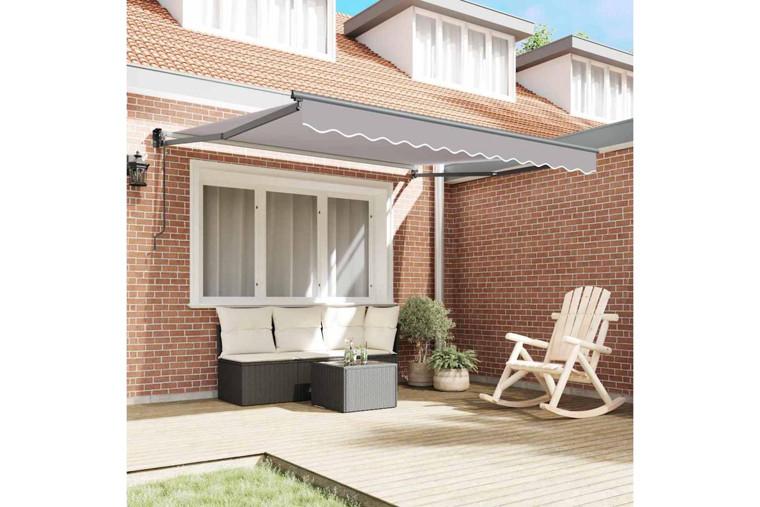 Vidaxl Retractable Awning Light Grey 350 X 250 Cm Fabric-3