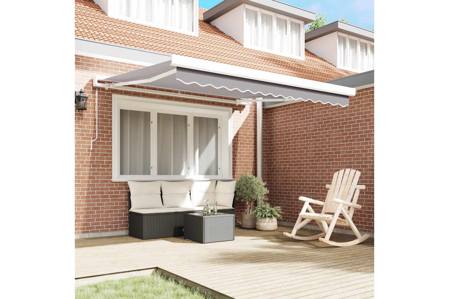 Vidaxl Retractable Awning Light Grey 350 X 250 Cm Fabric And Metal-3