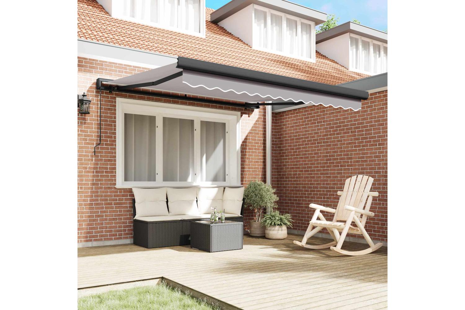 Vidaxl Retractable Awning Light Grey 350 X 250 Cm Fabric And Metal-3