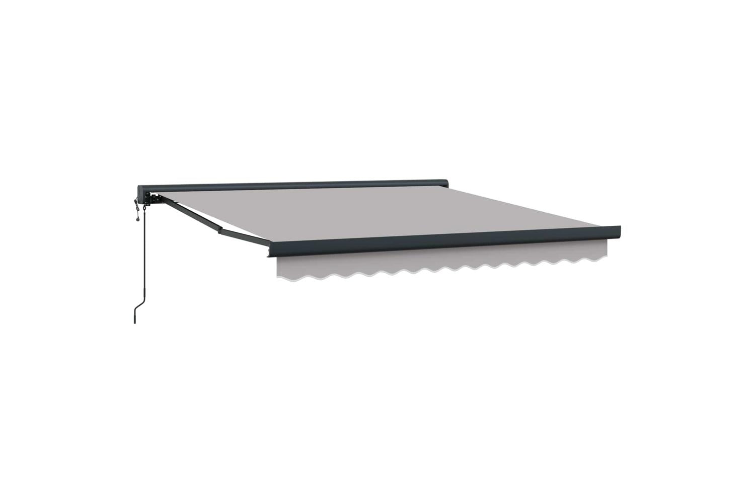 Vidaxl Retractable Awning Manual Light Grey 350 X 250 Cm Fabric Metal-5